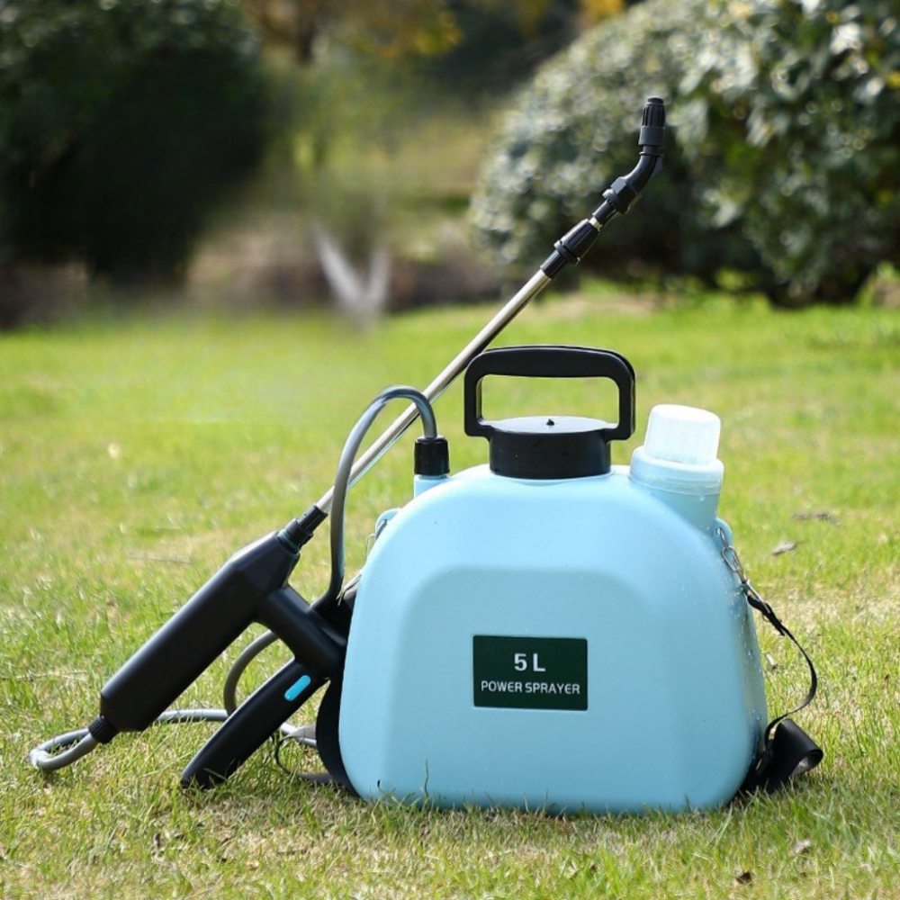 Ручной опрыскиватель аккумуляторный на 5 литров наплечный портативный для сада и огорода садовый пластиковый голубой Каменец-Подольский - изображение 10