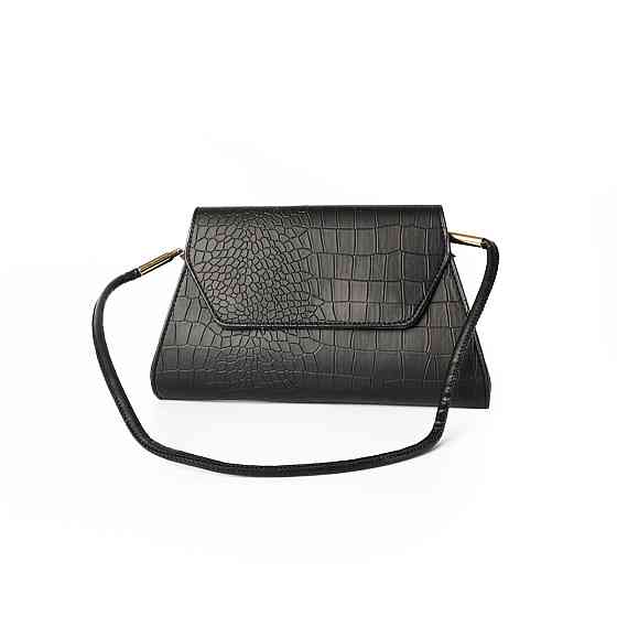 Сумка жіноча, стильний клатч, маленька сумочка через плече, міні сумка зі шкірозамінника, Чорна Кам'янець-Подільський