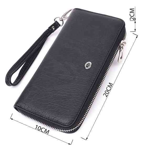 Гаманець-клатч універсальний на одне відділення з натуральної шкіри ST Leather 22562 Чорний Київ