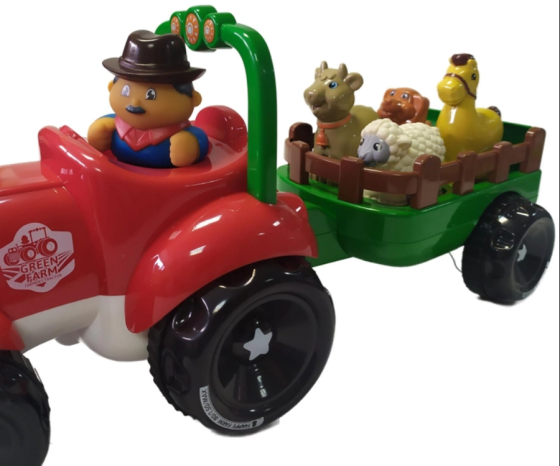 Трактор музичний Limo Toy з причепом звуки підсвічування 4 фігурки 36см Червоний (M 5572 UA) Чернигов