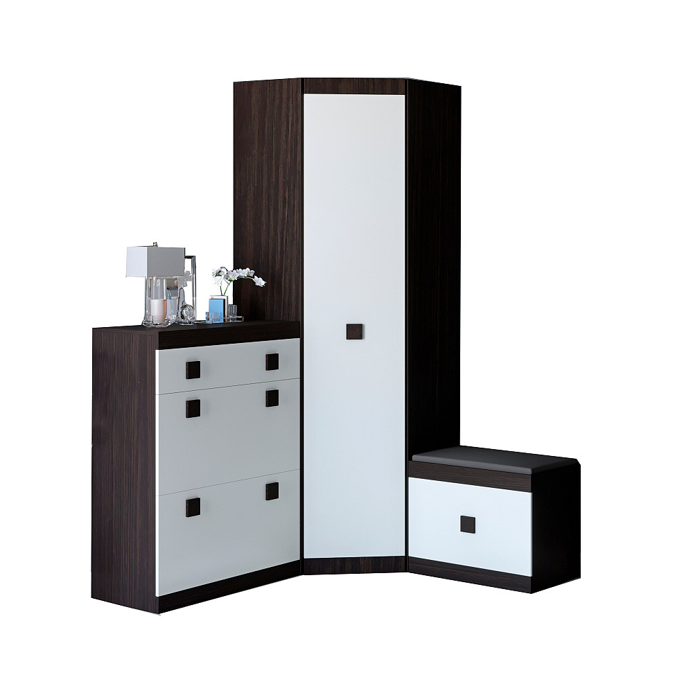 Прихожая Эверест Соната комплект 15 (модульная - 3 элемента) венге темный + белый (DTM-2527) Днепр - изображение 2