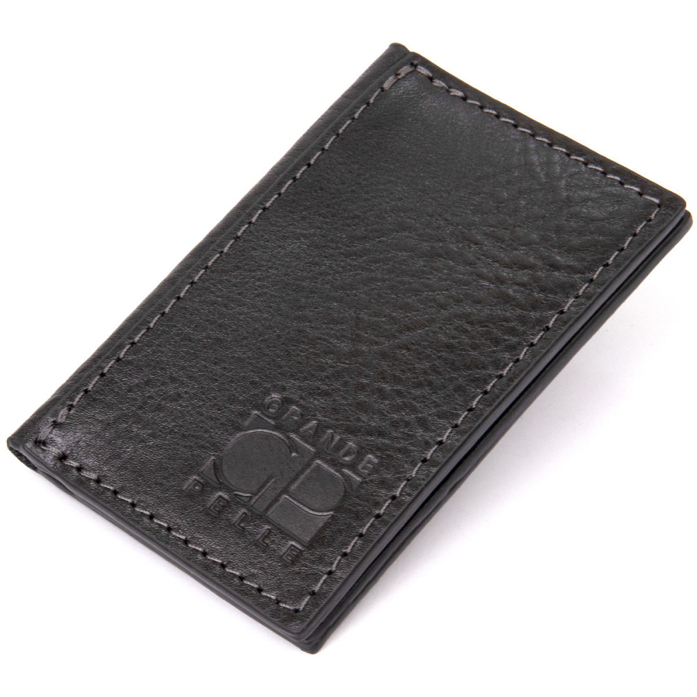 Шкіряна невелика візитниця GRANDE PELLE 11501 Чорний Київ - фото 9