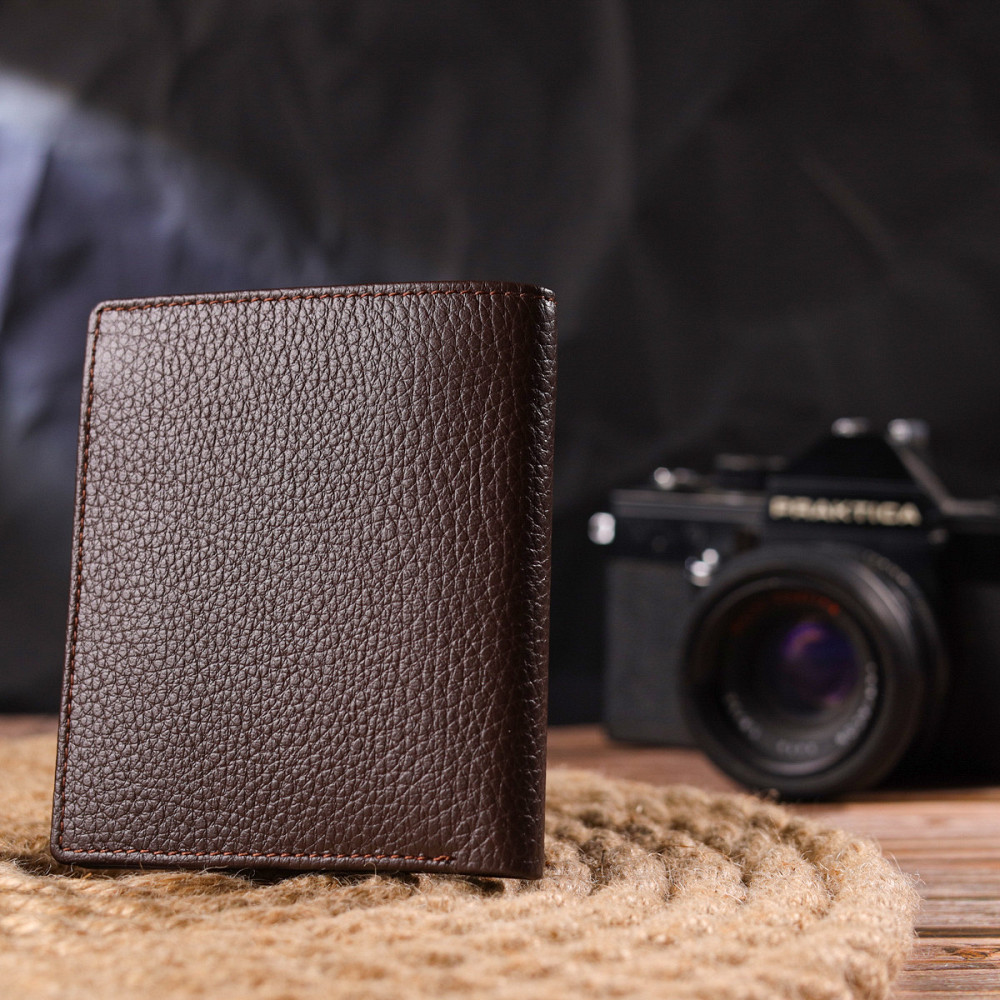 Мужское портмоне из натуральной зернистой кожи Коричневое (CANPELLINI) Киев - изображение 3