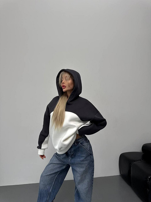 Женская базовая теплая худи на флис турецкая трехнить Одесса - изображение 6