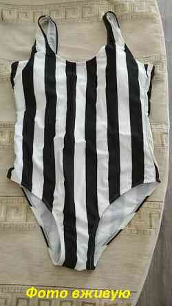 Купальник суцільний в полоску жіночий чорно-білий Київ