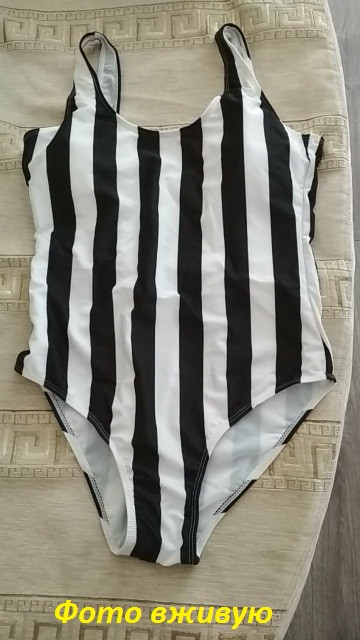 Купальник суцільний в полоску жіночий чорно-білий Київ - фото 5