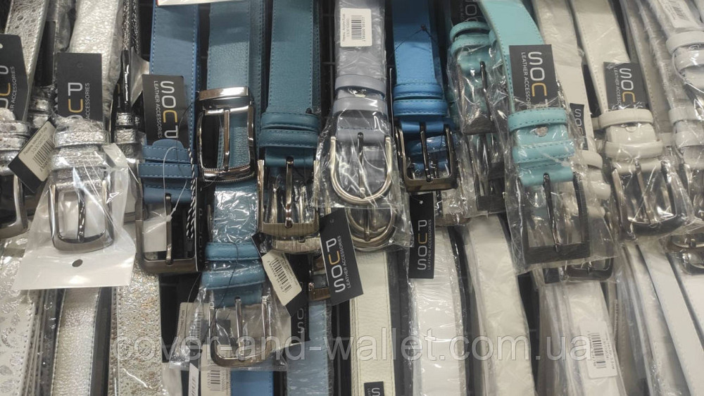 Широкий жіночий ремінь яскраво-синього кольору з натуральної шкіри 35мм PS Leather Київ - фото 10