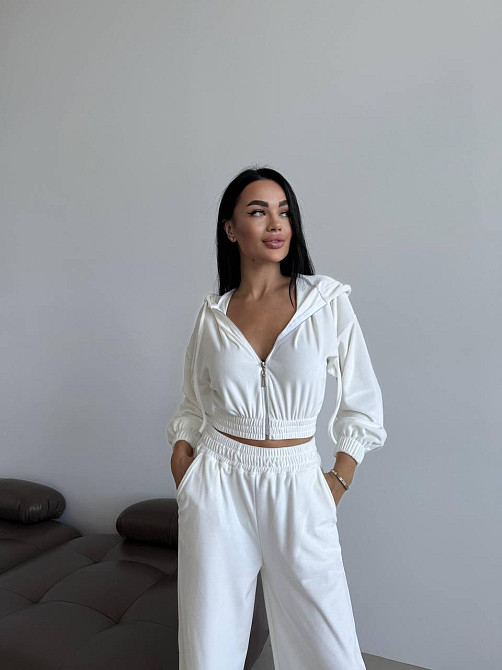 Жіночий прогулянковий оверсайз костюм двійка: кофта і штани турецький велюр Одеса - фото 9