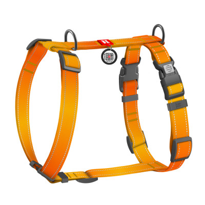 Шлей для собак WAUDOG Nylon Mono анатомическая H-образная с QR паспортом, пластиковый фастекс, XL оранжевая (54594) Винница - изображение 2