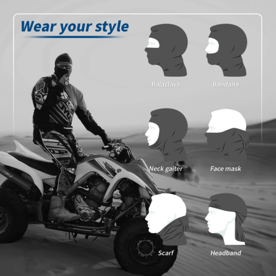 Маска-шапка-балаклава чорна з кольоровим принтом №11 на всю голову Унісекс Київ