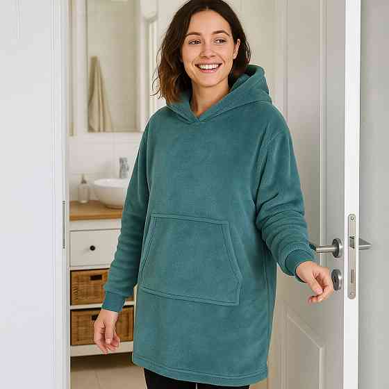 Плед толстовка с капюшоном (100х80см) HUGGLE HOODIE, Зеленый / Плед-худи / Оверсайз толстовка плед с капюшоном Киев