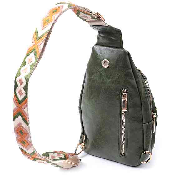 Сумка компактного размера с одной лямкой через плечо из гладкой экокожи Vintage 22771 Зеленый Киев