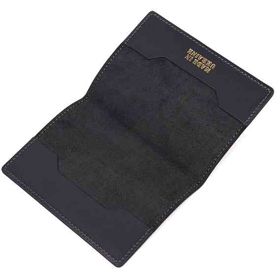 Надежная обложка на паспорт в винтажной коже Слава ЗСУ GRANDE PELLE 16724 Черная Киев