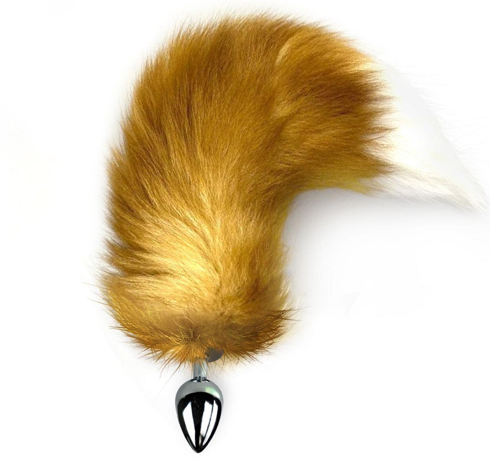 Металева анальна пробка з хвостом із натурального хутра Art of Sex size M Red fox Sex Aura Київ - фото 1
