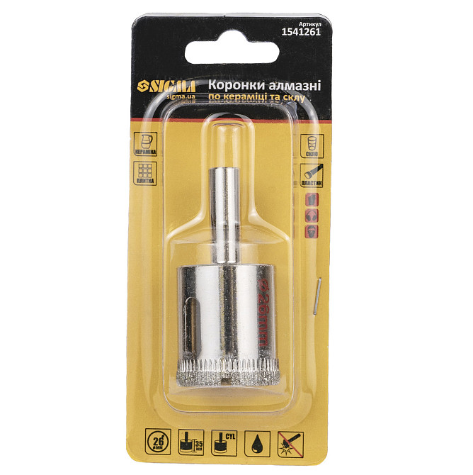 Коронка алмазна для кераміки та скла Ø 26 мм SIGMA (1541261) Київ - фото 6