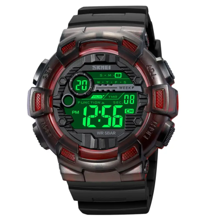 Часы мужские спортивные наручные Skmei 2110 (Черный с красным) Киев