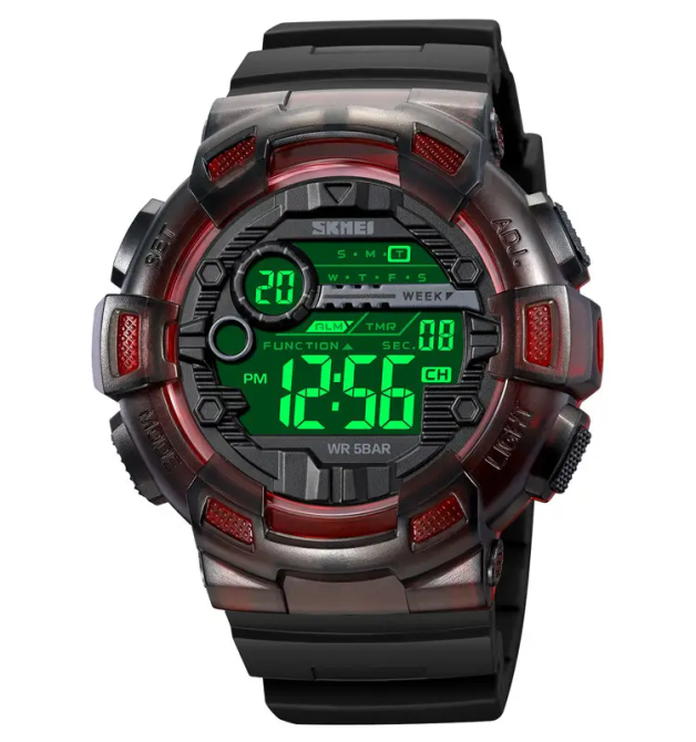 Годинник чоловічий спортивний наручний Skmei 2110 (Чорний з червоним) Київ - фото 3