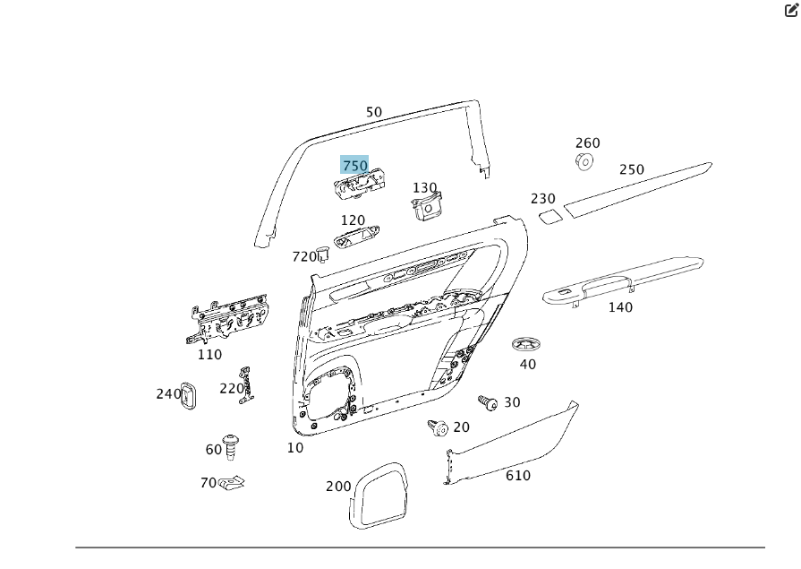 Mercedes-Benz  A2517600361 Внутрішня ручка відкриття задніх лівих дверей R-class short W251 R-class long V251 Одесса - изображение 2