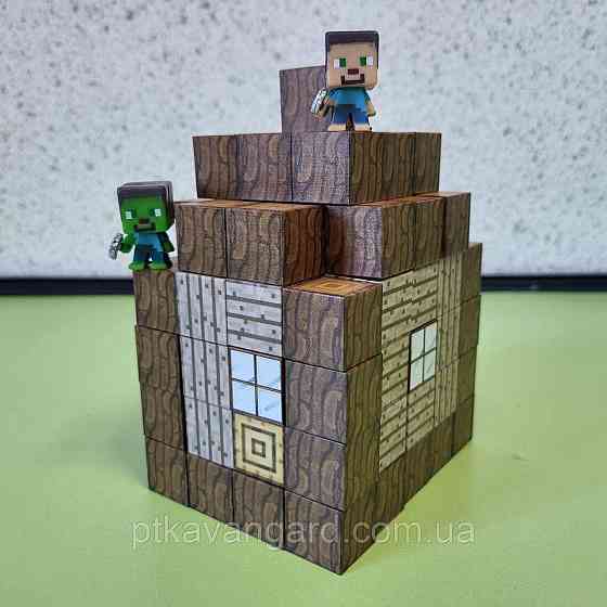 Конструктор магнітний майнкрафт 81 магнітних блоків дерев'яний будинок Стіва Dream World LZCK 031 Хмельницький
