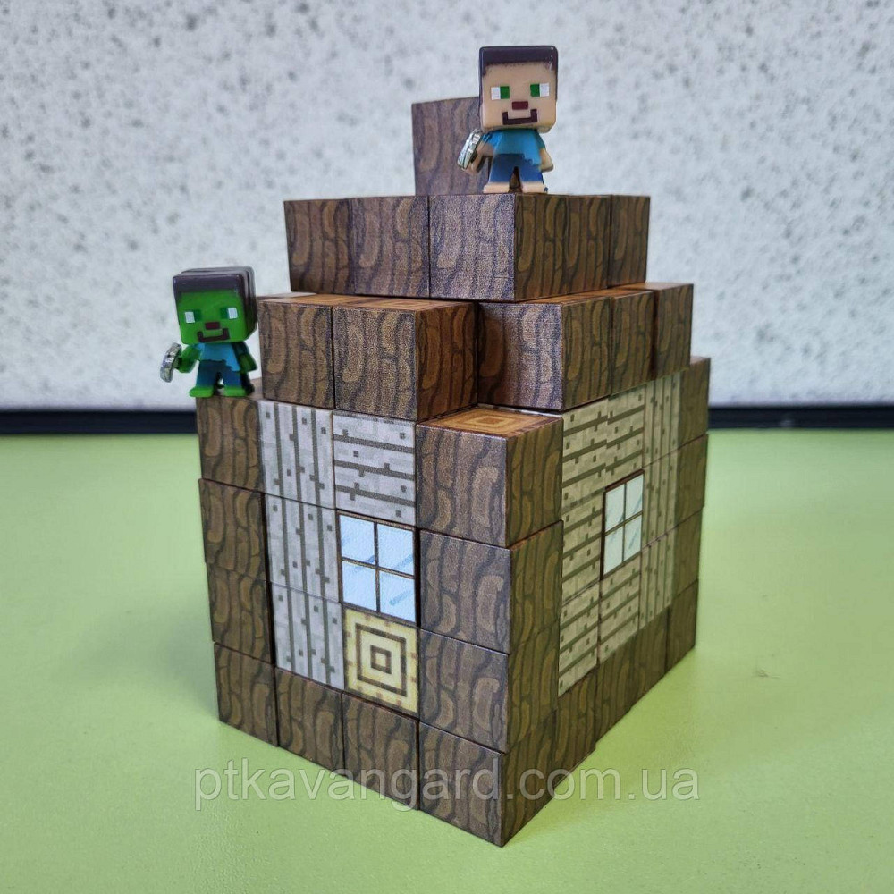 Конструктор магнітний майнкрафт 81 магнітних блоків дерев'яний будинок Стіва Dream World LZCK 031 Хмельницький - фото 1