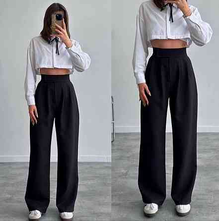 Жіночі базові штани на липучці турецька костюмка Чорний, 44/46 Одеса