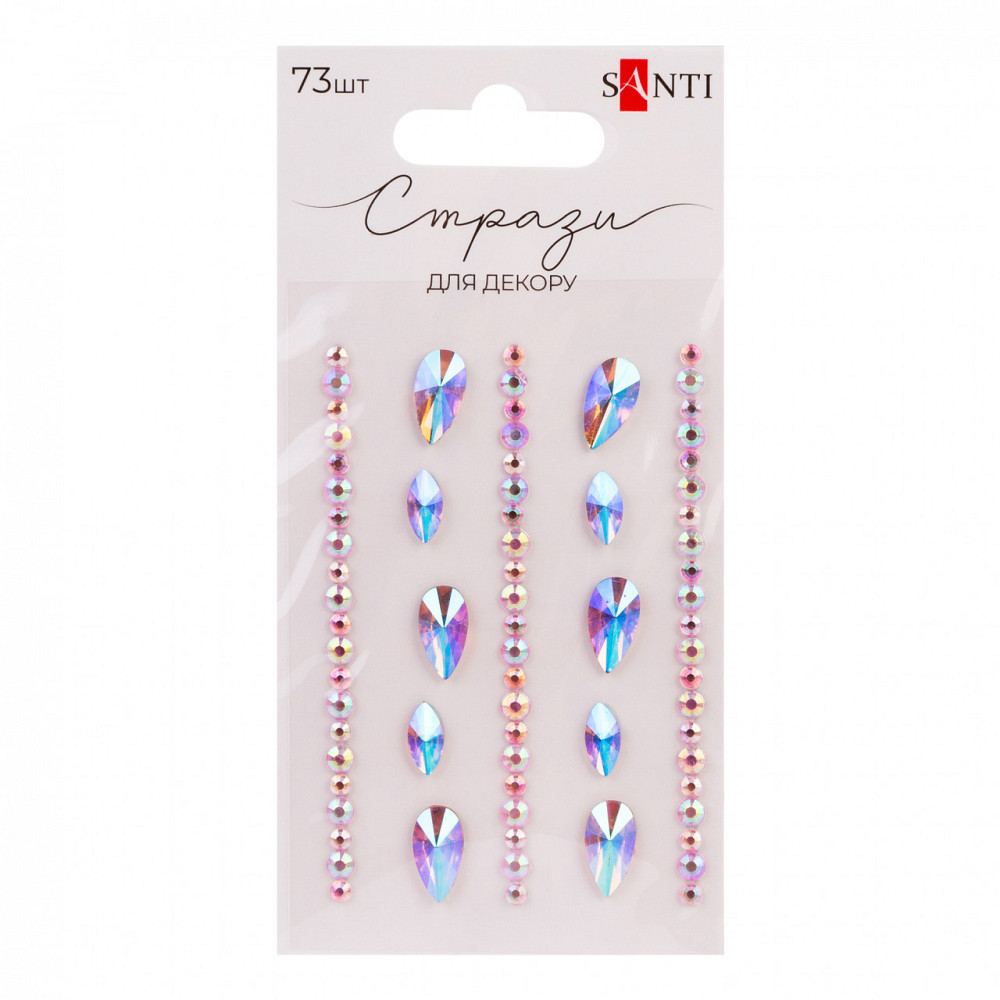 Стрази для декору самоклеючі "Santi""Краплі" рожеві (73 шт.), 743013, шт Київ - фото 1