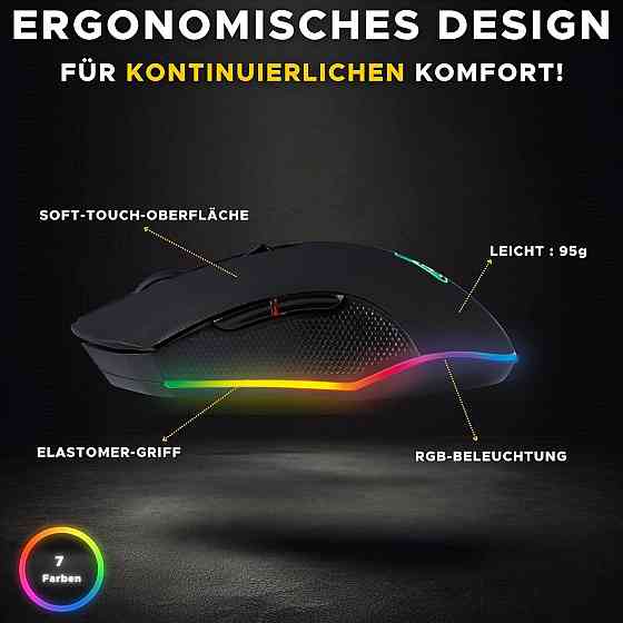 Миша THE G-LAB Kult Helium чорний оптична 800–6400 DPI 6 кнопок 7‑кольор. підсвітка дротова/бездротова геймерська Київ