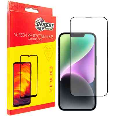 Стекло защитное Dengos Full Glue iPhone 14 black frame (TGFG-230) Винница