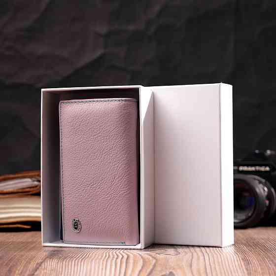 Практичный женский кошелек в три сложения из натуральной кожи ST Leather 19445 Разноцветный Киев