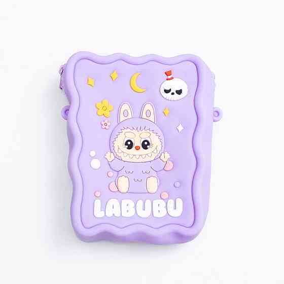 Дитяча силіконова сумка Лабубу 12.5×9×3.5 (см) через плече Фіолетова HP-55-7V Київ