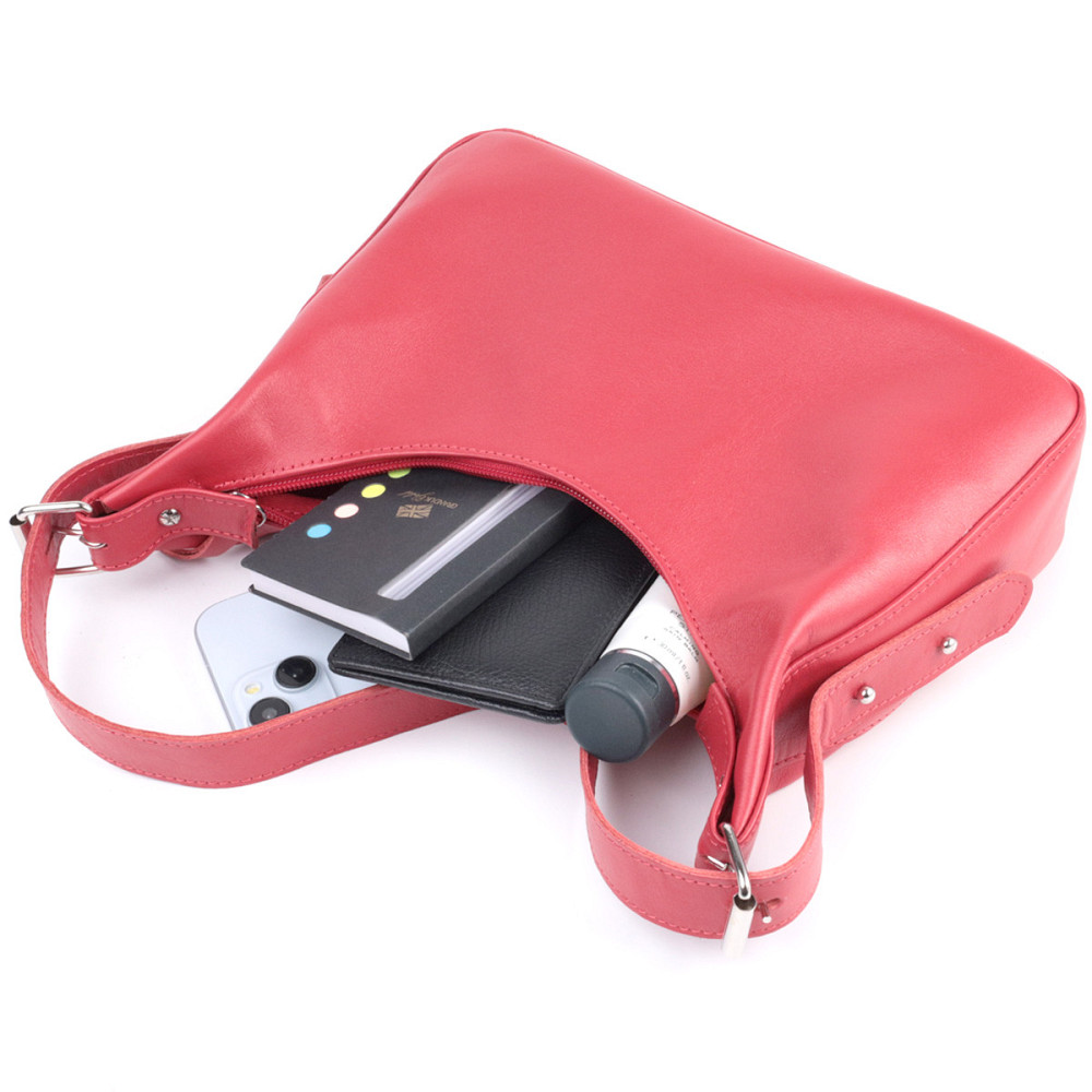 Яскрава сумка багет з регульованим ременем з гладкої натуральної шкіри Червона (SHVIGEL) Київ - фото 2