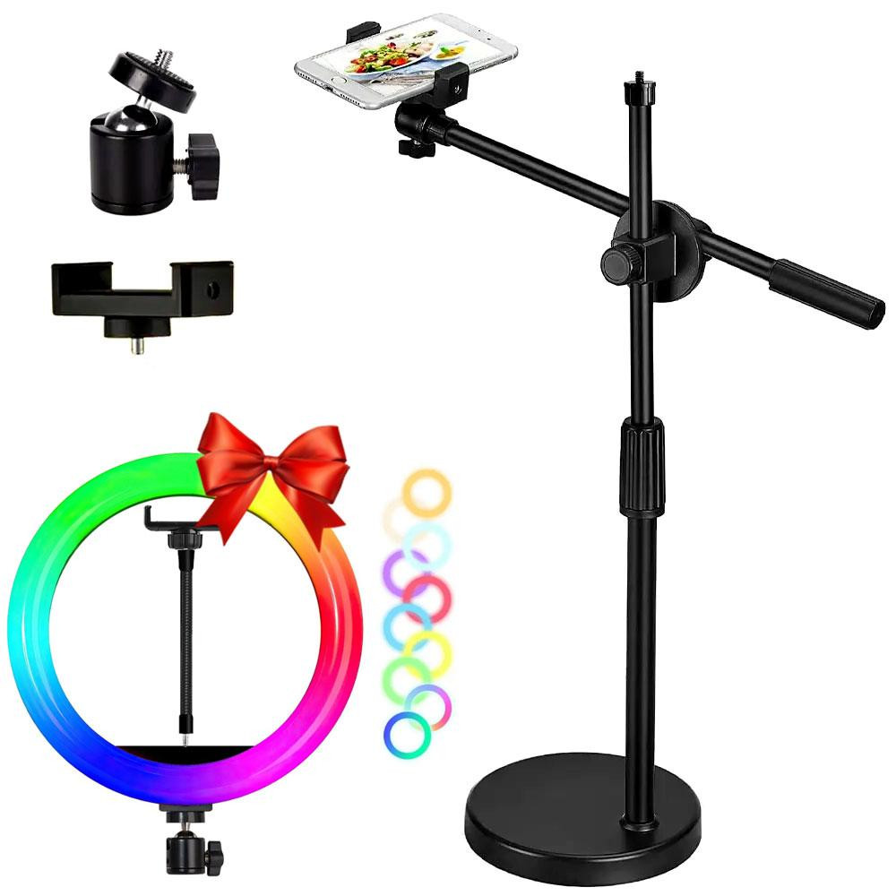 Штатив-журавель з кріпленням під лампу, HA-19 + Подарунок Лампа кільцева 26см MJ260 / Стійка для телефону Київ - фото 1