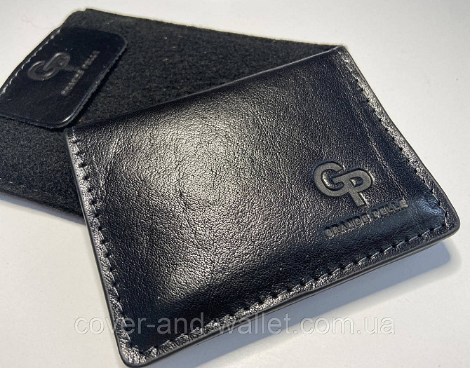 Черная кожаная обложка для ID паспорта и авто документов на магнитах Grande Pelle Киев - изображение 7