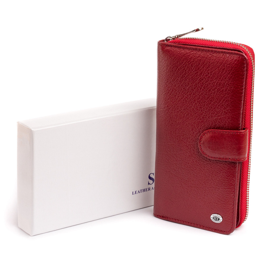 Вертикальный вместительный кошелек из кожи женский ST Leather 19307 Бордовый Киев - изображение 9
