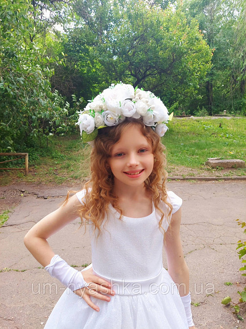 Ободок обруч с цветами Пионы большой белый Кривой Рог - изображение 2