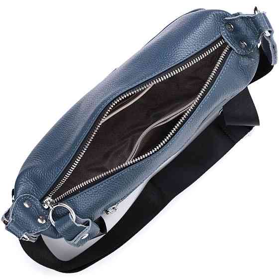 Сумка для жінок через плече з незвичайним бігунком брелоком з натуральної шкіри Синя (Vintage) Київ