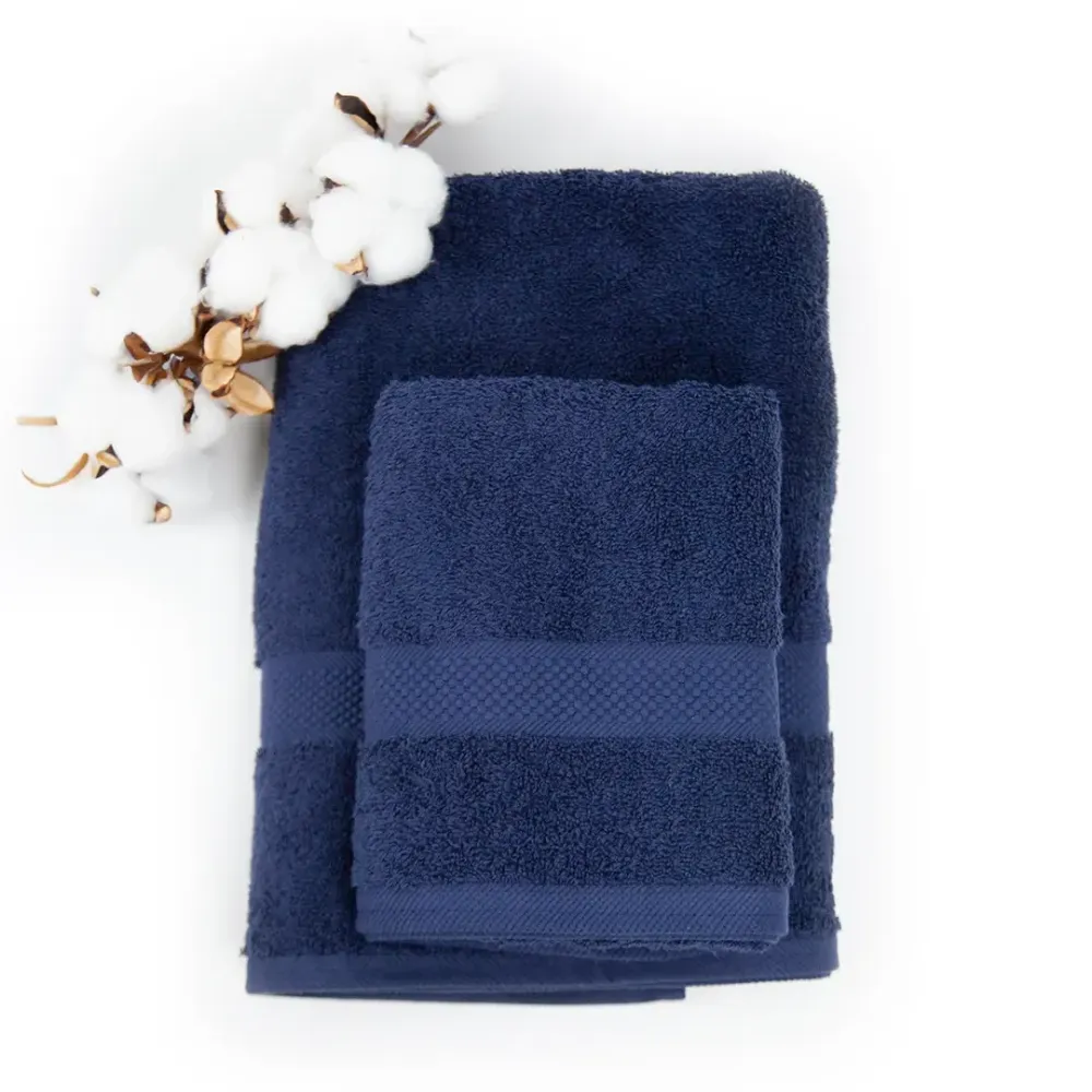 Синее полотенце махровое 50 90 см хлопок банное ТЕП лицевое 100 cotton с петелькой 