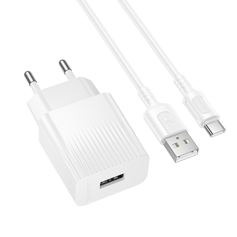 Мережевий зарядний пристрій з кабелем BOROFONE BAS71A Source single-port charger set(Type-C) White Одеса - фото 1