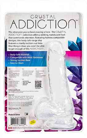 Прозорий фалоімітатор на присосці ADDICTION — Clear Dildo with Balls 7″, віброкуля в подарунок Sex Aura Київ