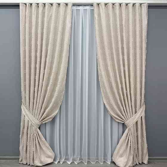 Комплект штор VR-Textil Льон Букле № 1882ш Таш 180х290 см 2 шт (39-919) Київ