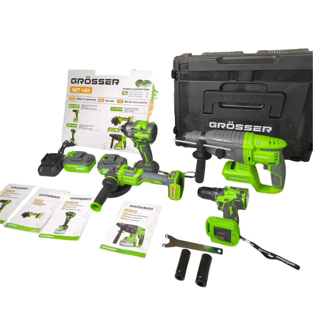 Набор аккумуляторный инструментов Grosser SET 482 (G0367) Киев - изображение 2