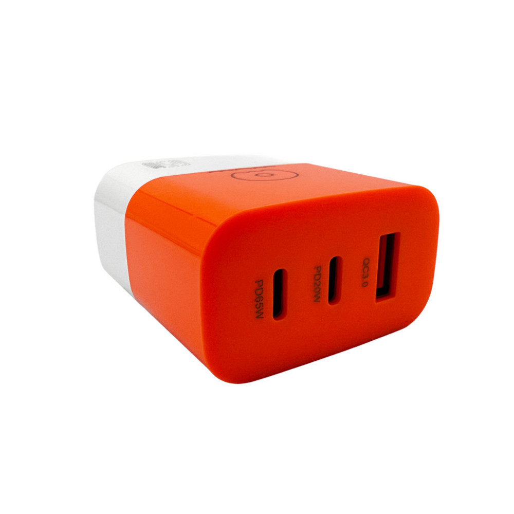 Мережевий зарядний пристрій WUW-C215 65W Charger 2 USB C + USB A white orange Одеса - фото 4