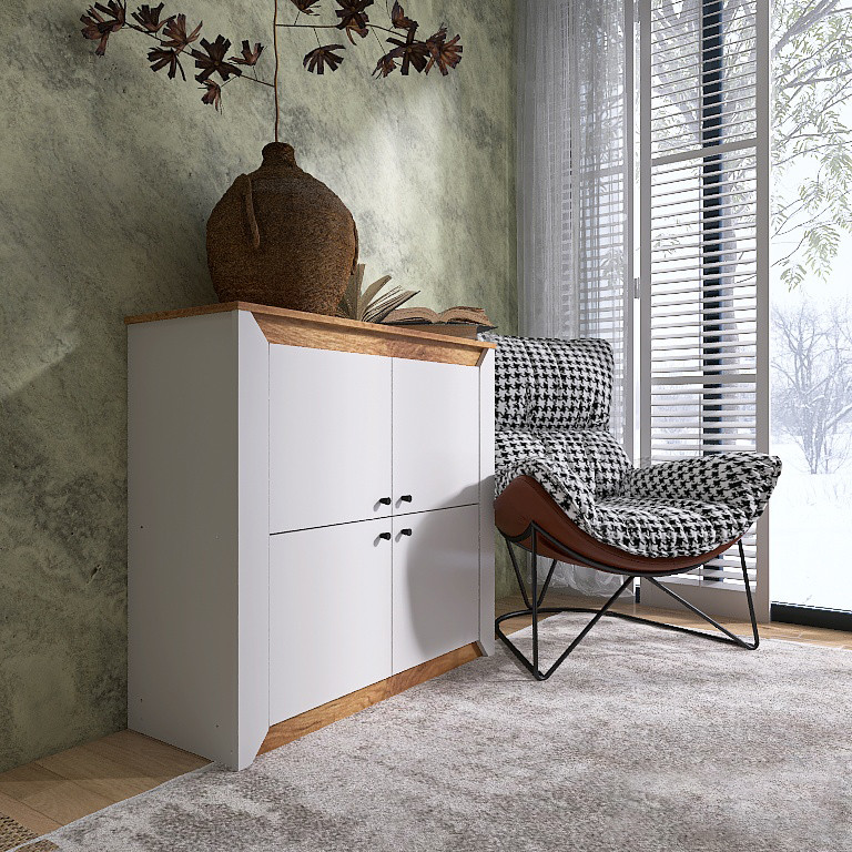 Тумба 4-х дверная закритая Эверест Нордик-980 98х38х92 см Белый + Дуб крафт золотой (DTM-5527) Днепр - изображение 3