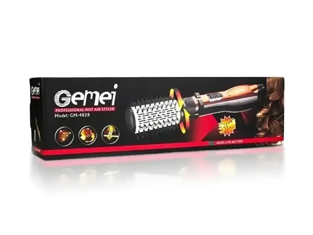 Фен-щітка для волосся з щіткою, що обертається, 3 в 1 1000Вт Gemei GM-4828 Одеса - фото 4