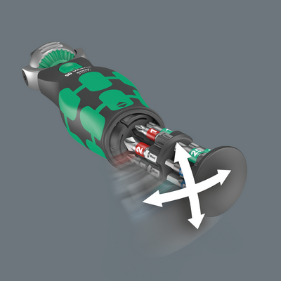 Тріскачка з поворотною головкою 3/8" Wera Zyklop Pocket+бітотримач 1/4"+магазин з бітами 12шт  (05004280001) Одеса