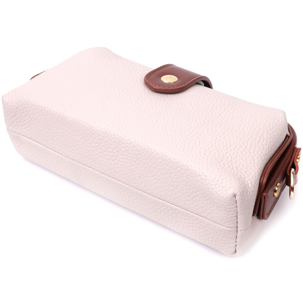 Чудовий клатч з цікавою клямкою з натуральної шкіри Vintage 22426 Білий Київ - фото 5