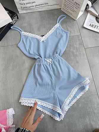 Жіноча повсякденна домашня піжама, двійка турецький рубчик Блакитний, 46/48 Одеса