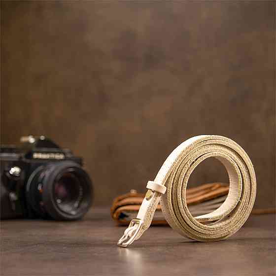 Тонкий женский кожаный ремень GRANDE PELLE 11444 Бежевый Киев