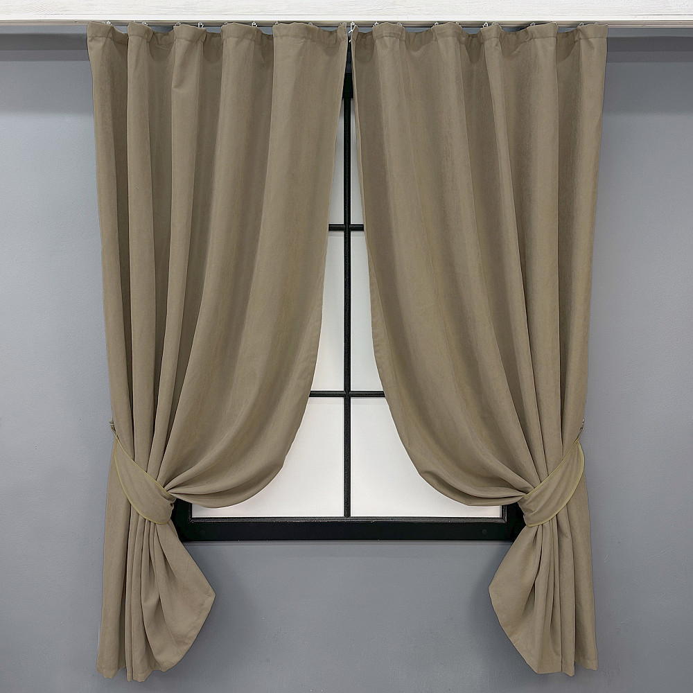 Комплект коротких штор VR-Textil Мікровелюр Petek YL № 1804ш Капучино 130х170 см 2 шт (35-0386) Київ - фото 1