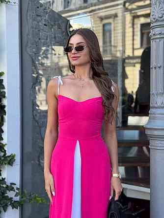 Жіноча романтична легка сукня на бретелях американський креп жатка Малиновий, 48 Одеса